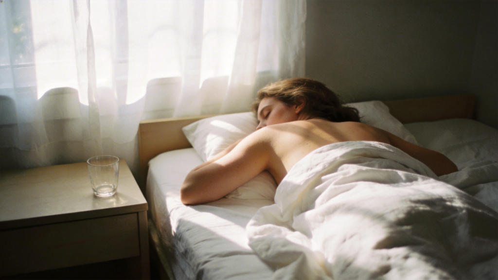 woman sleeping peacefully after drinking tart cherry juice for sleep