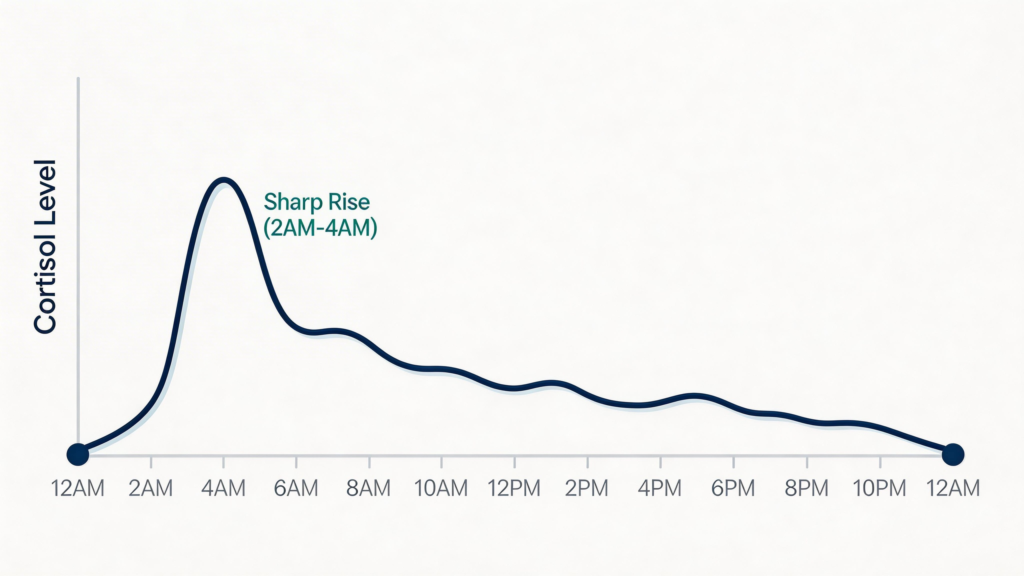 cortisol levels chart showing early morning spike around 3am
