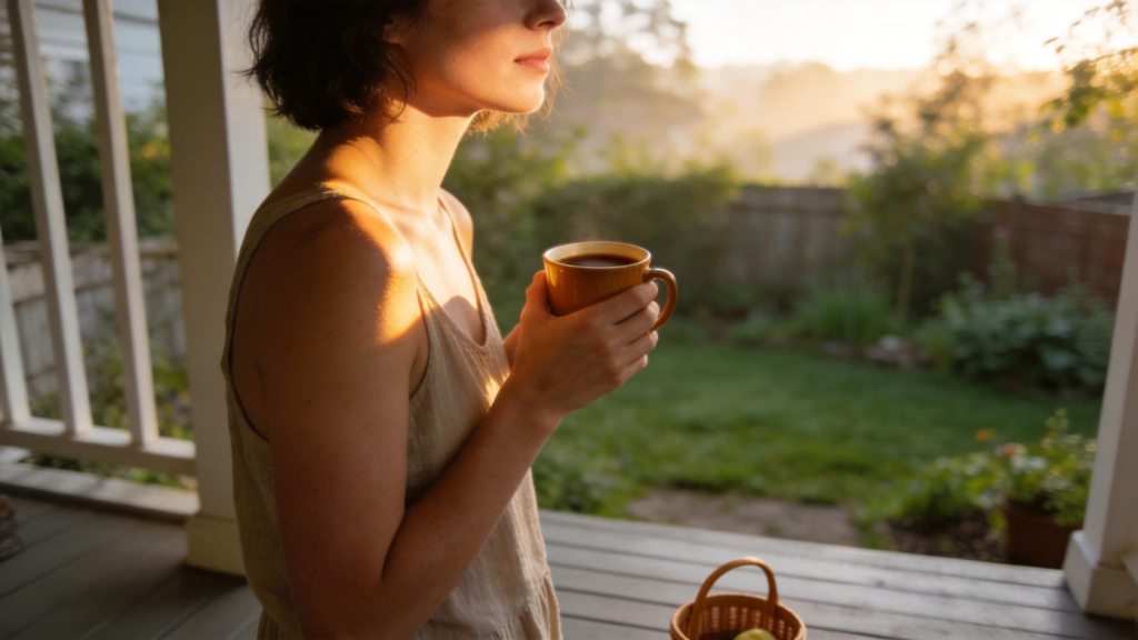person standing outside in morning sunlight to reset circadian rhythm