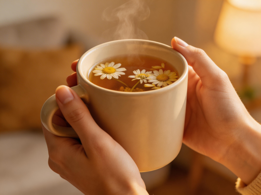 chamomile tea before bed for sleep