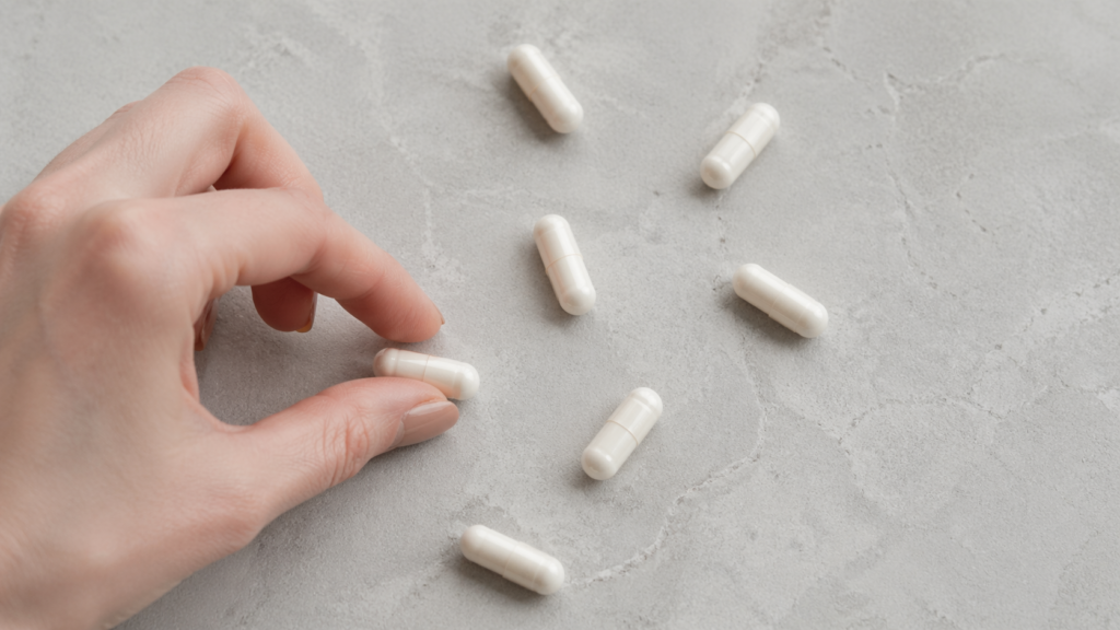 different forms of magnesium supplements on a surface