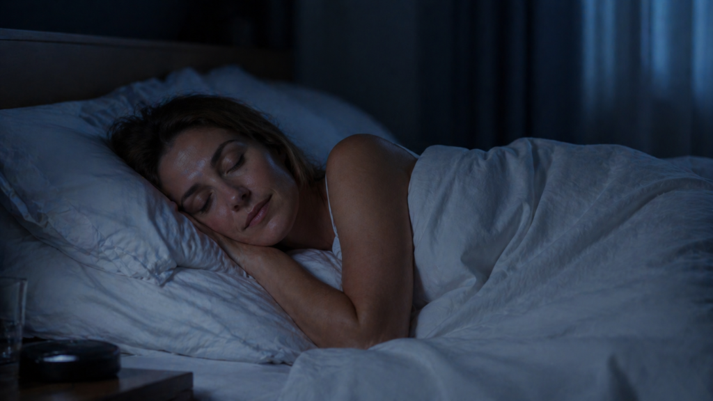 woman sleeping peacefully after massage for anxiety and sleep routine