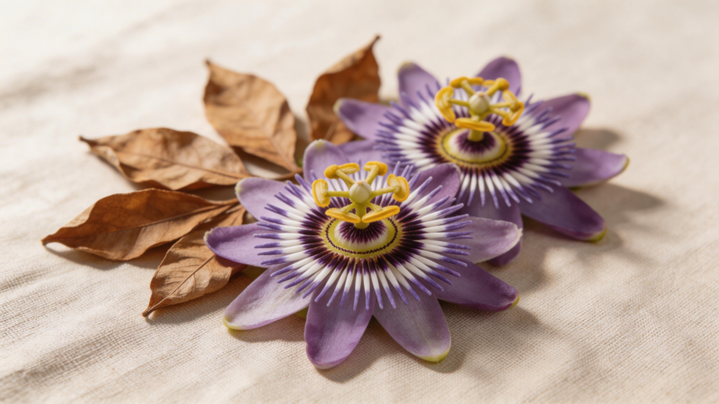 passionflower herb and blooms used in sleep supplements