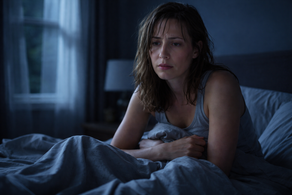 night sweats sleep apnea woman waking up at night