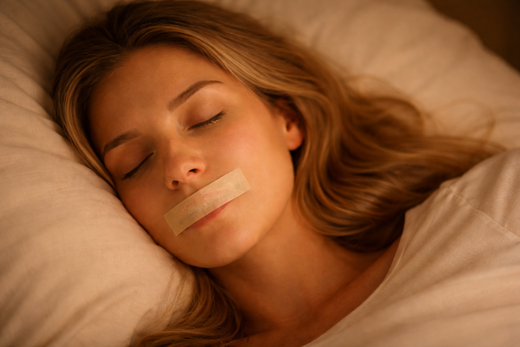 mouth taping for sleep close up