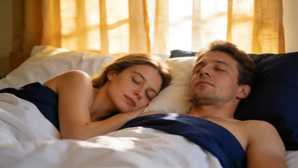 couple sleeping better with mouth taping