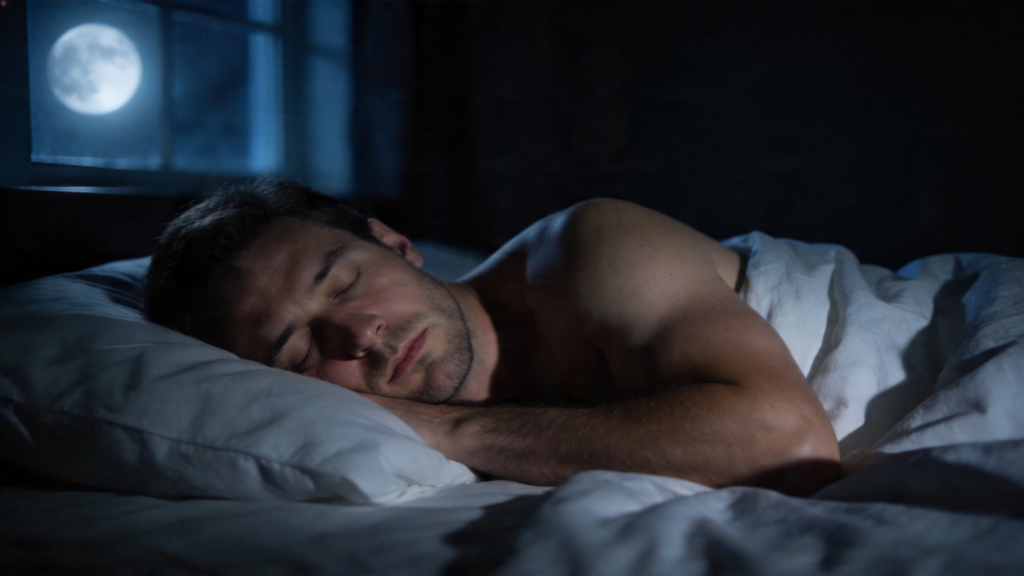 how much deep sleep do i need — man sleeping in dark bedroom