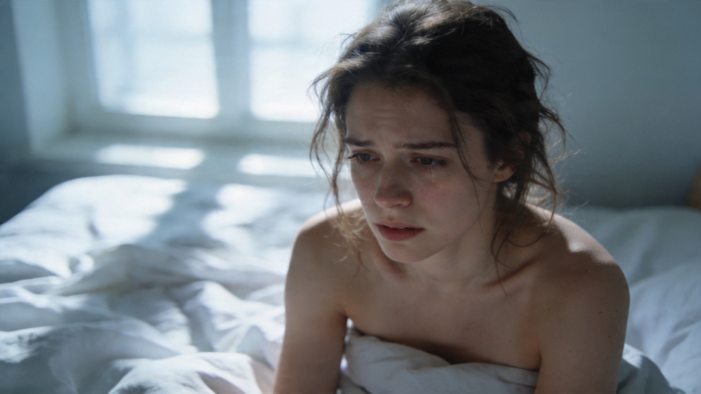 woman waking up unrefreshed from poor deep sleep