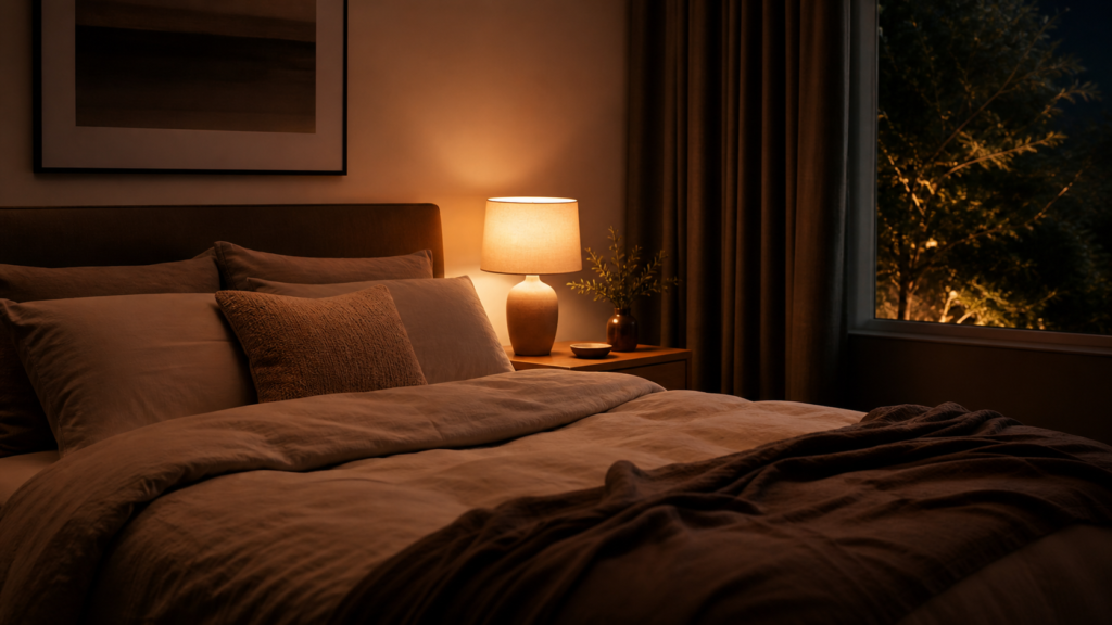 soft amber bedroom light for better sleep