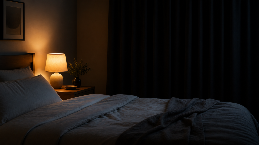 simple bedroom lighting setup for better sleep