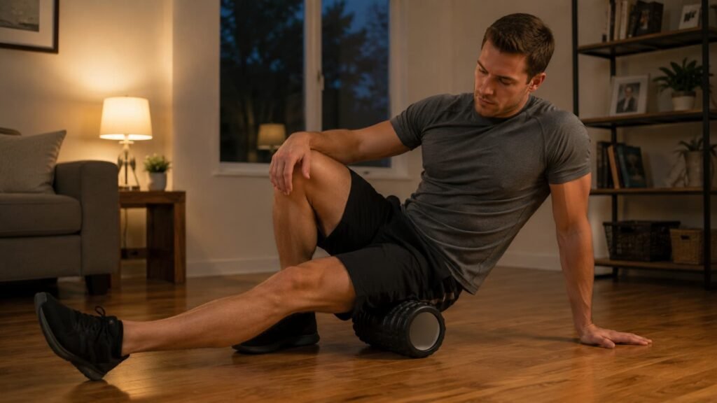 foam rolling IT band and lateral thigh before bed to reduce overnight tightness