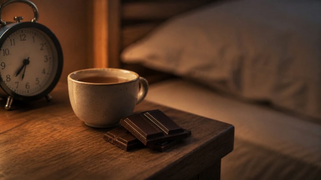 Dark chocolate before bed and caffeine affecting sleep