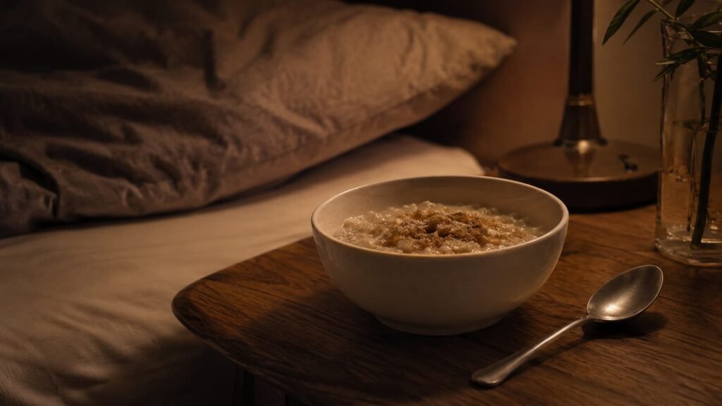 Eating oatmeal before bed as a warm nighttime snack