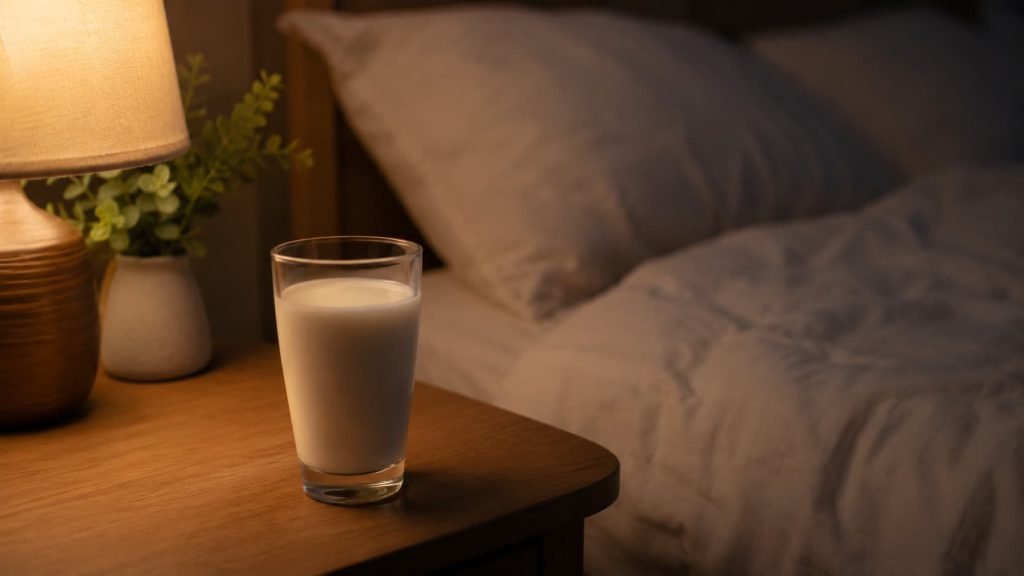 Drinking milk before bed as a warm nighttime routine