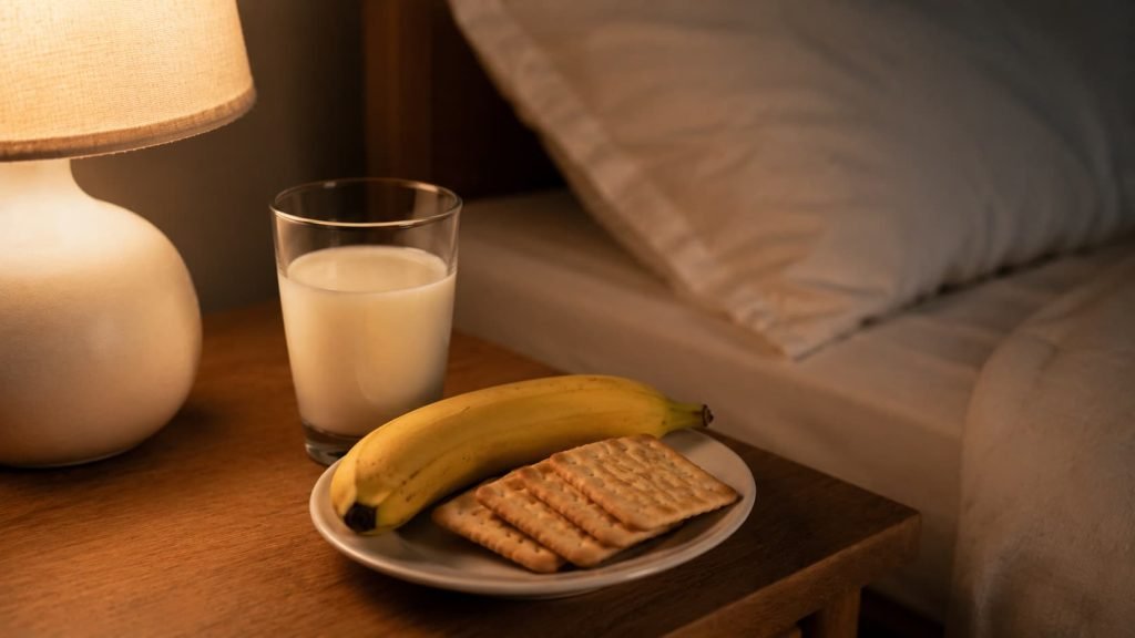 Milk before bed with a simple bedtime snack