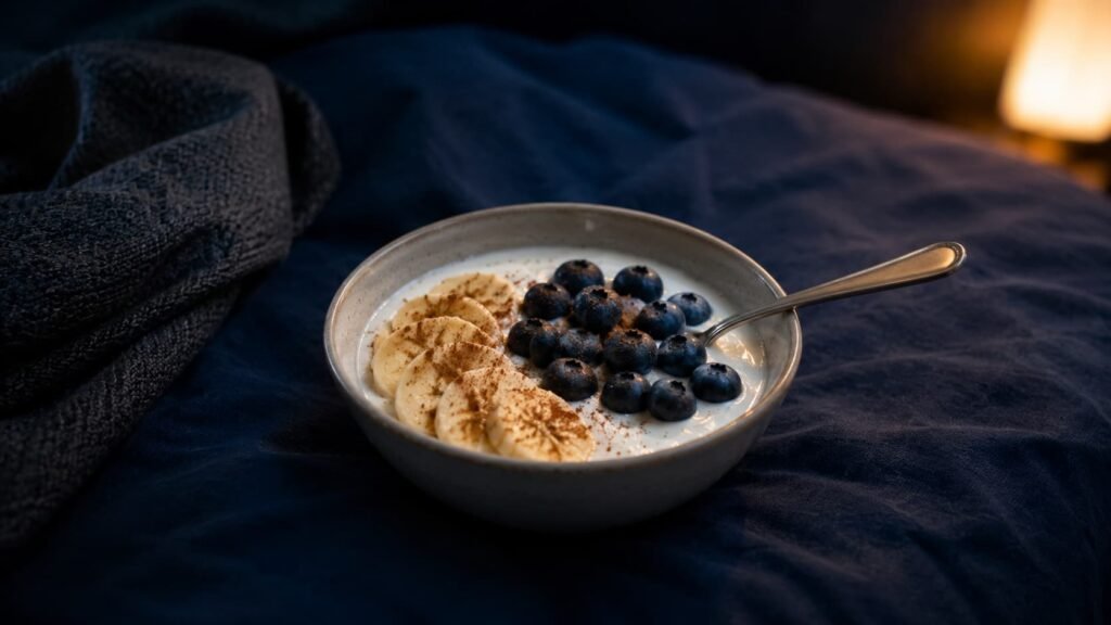 Greek yogurt with blueberries and banana before bed