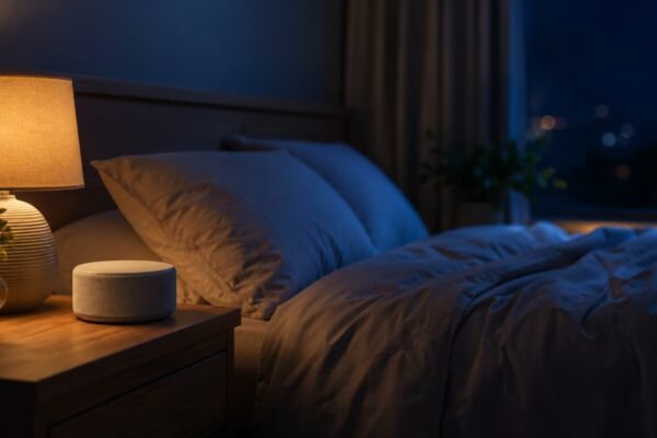 bedroom speaker playing brown noise for sleep and anxiety