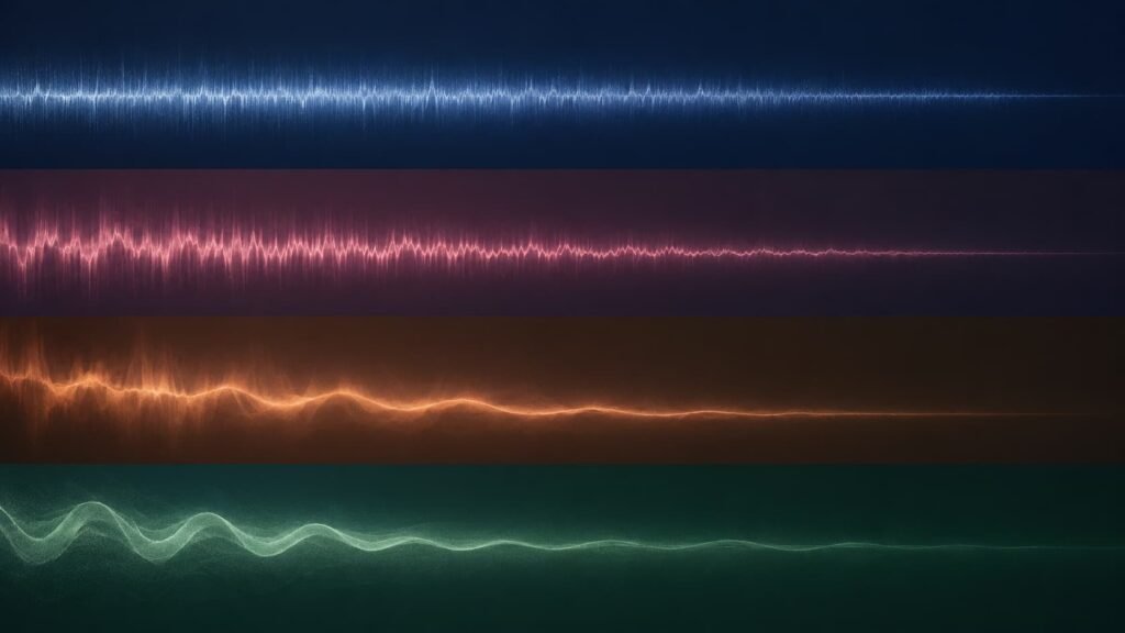sound waves representing white pink brown and green noise for sleep