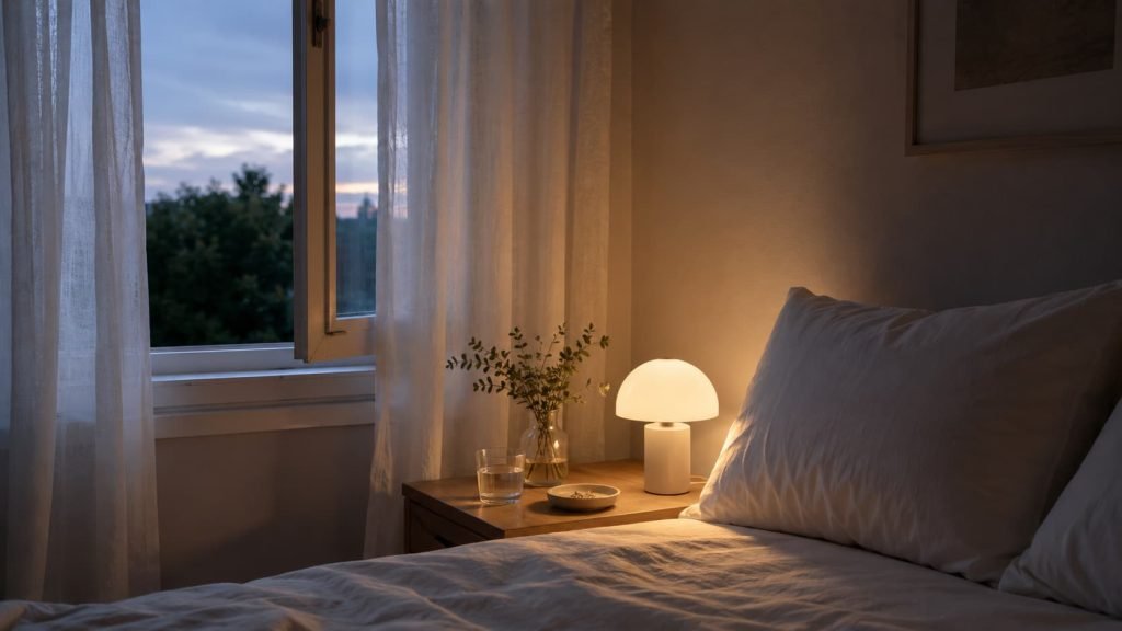 cool dark bedroom for better sleep during period